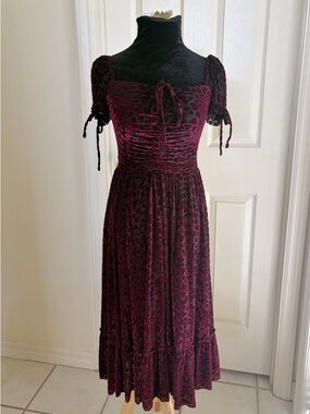 Blackmilk Burned Velvet Hearts Tea Party Midi Dress